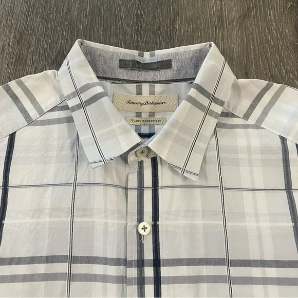 TOMMY BAHAMA men’s size large long sleeve button front collar plaid dress shirt - Picture 2 of 7